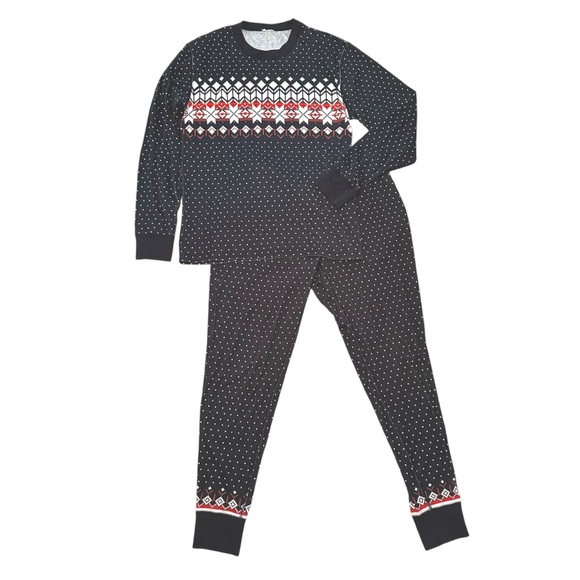 Holiday HannaJams Pajamas Set Black Fairisle 100% Cotton Women’s Sleepwear L - Picture 3 of 8